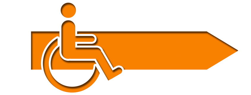 Orange handicap symbol with arrow